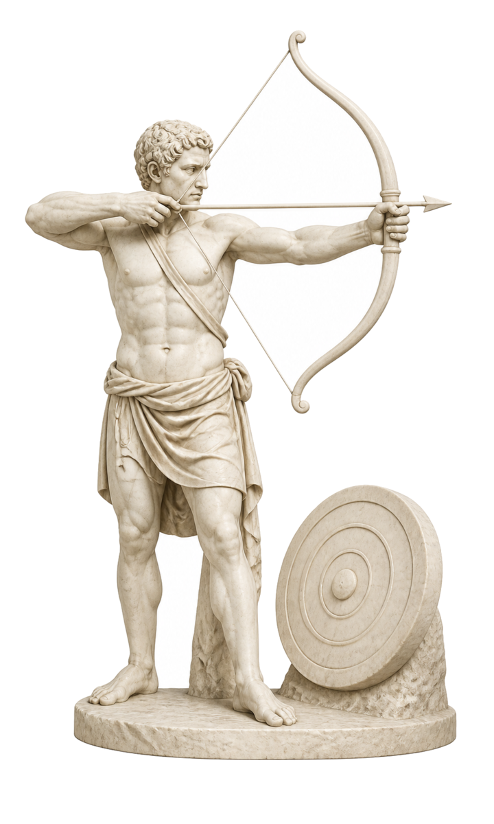 Roman archer representing precise correction