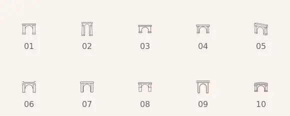 Roman aqueduct icon variants shown at 32 pixels