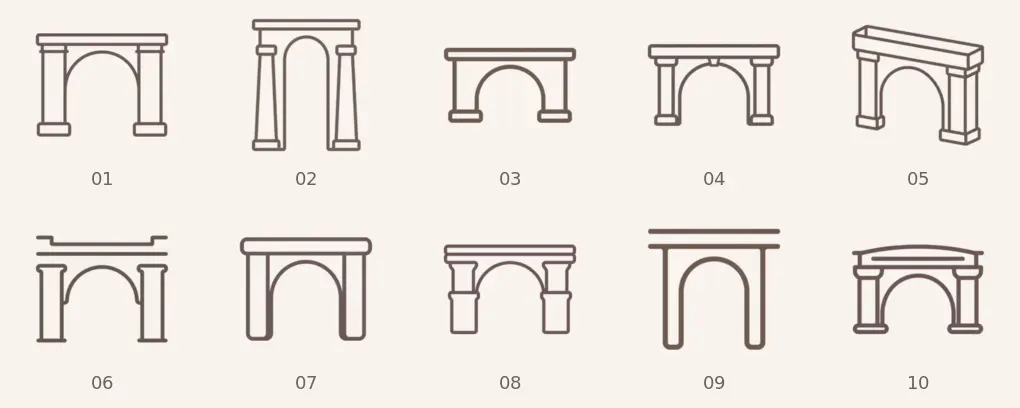 Roman aqueduct icon variants overview
