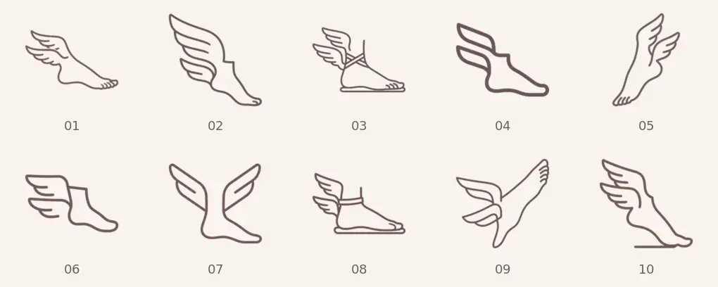 Mercury foot icon variants overview